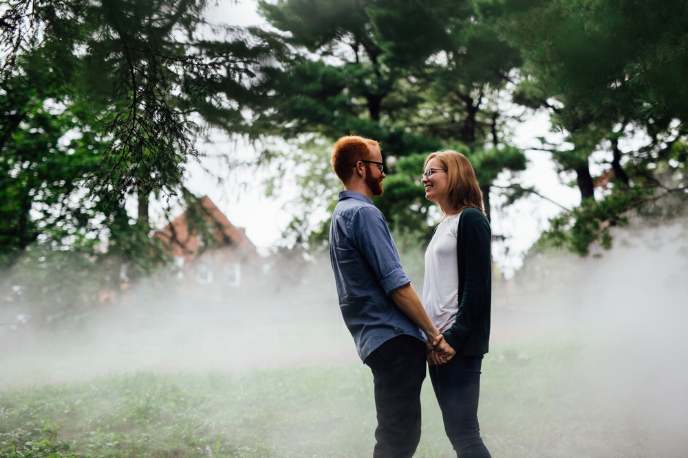 foggy engagement session