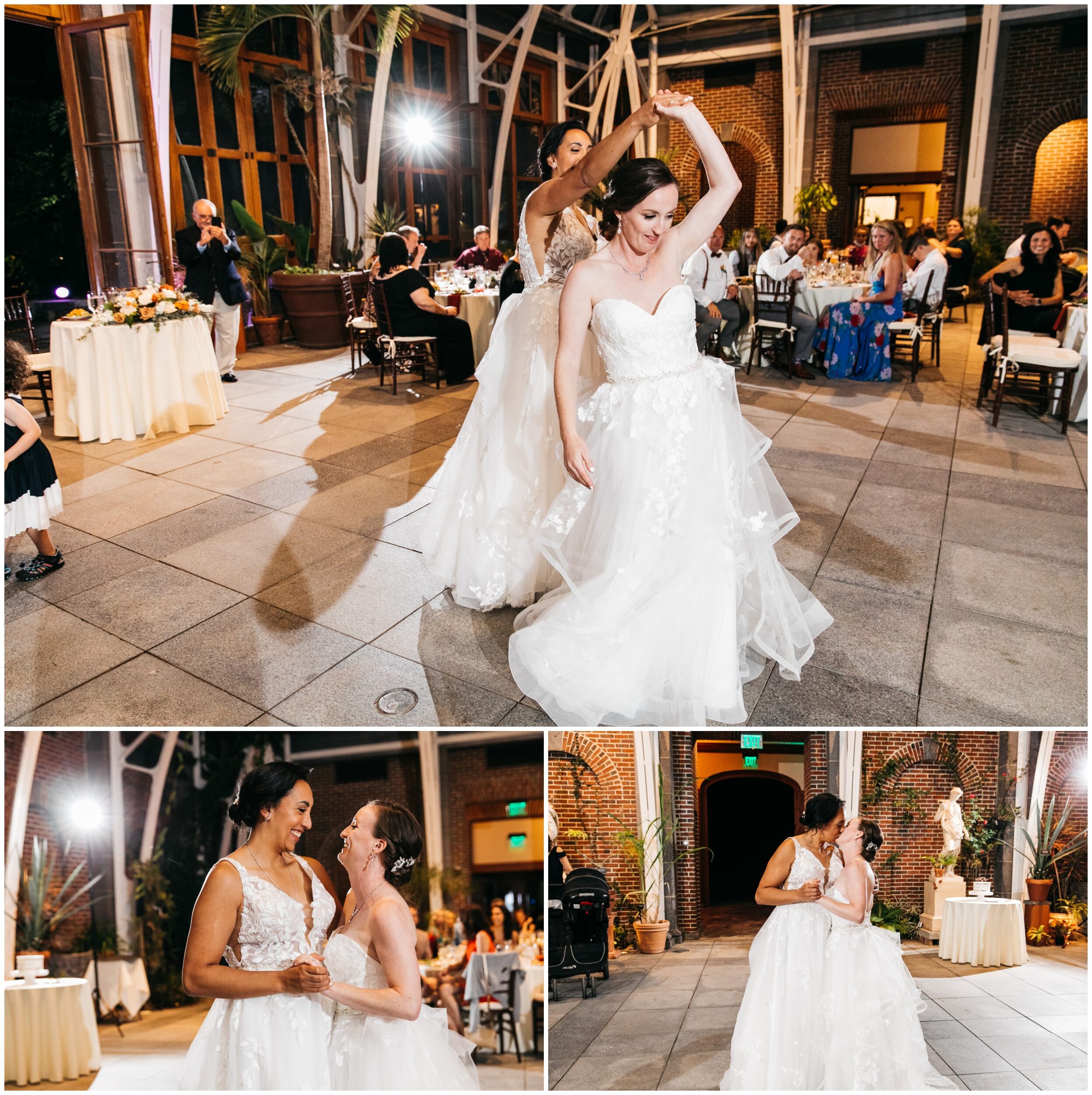 Wedding reception at New England Botanic Garden at Tower Hill conservatory in Massachusetts
