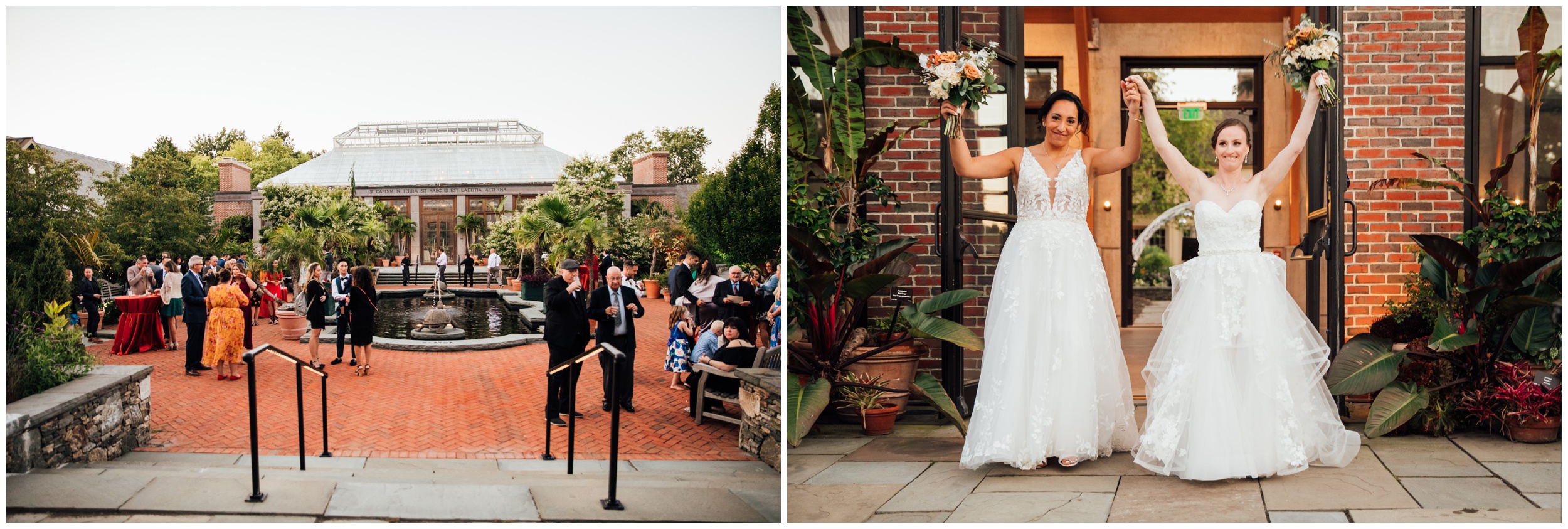 Outdoor wedding cocktail hour at New England Botanic Garden at Tower Hill in Massachusetts