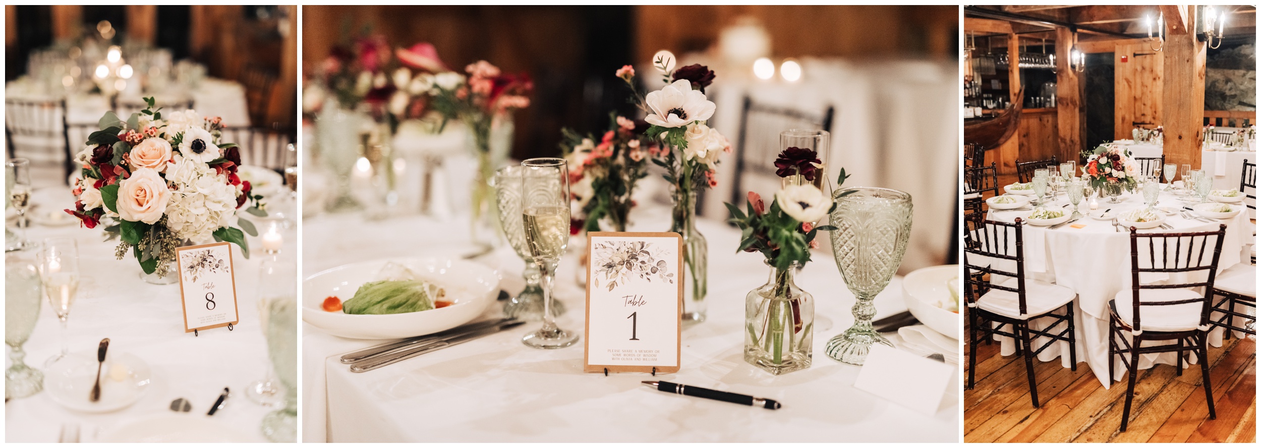reception decor in barn at red lion inn